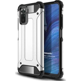 Microsonic Xiaomi Redmi Note 10S Rugged Armor Gümüş Cep Telefonu Kılıfı