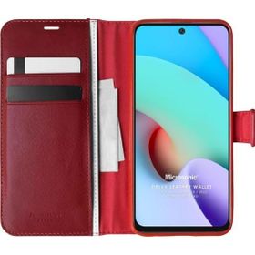 Microsonic Xiaomi Redmi Note 11 4G Delux Leather Wallet Kırmızı Cep Telefonu Kılıfı