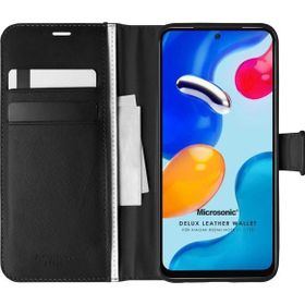 Microsonic Xiaomi Redmi Note 11 Delux Leather Wallet Siyah Cep Telefonu Kılıfı