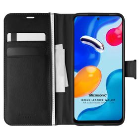 Microsonic Xiaomi Redmi Note 11 Delux Leather Wallet Siyah Cep Telefonu Kılıfı