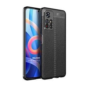 Microsonic Xiaomi Redmi Note 11 Deri Dokulu Silikon Siyah Cep Telefonu Kılıfı