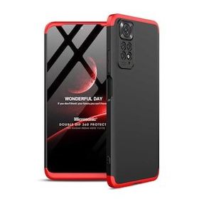 Microsonic Xiaomi Redmi Note 11 Double Dip 360 Protective Siyah Kırmızı Cep Telefonu Kılıfı