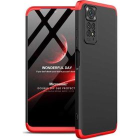 Microsonic Xiaomi Redmi Note 11 Double Dip 360 Protective Siyah Kırmızı Cep Telefonu Kılıfı