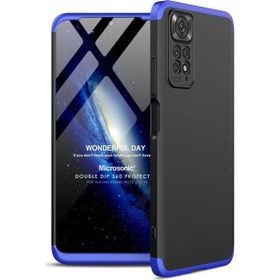 Microsonic Xiaomi Redmi Note 11 Double Dip 360 Protective Siyah Mavi Cep Telefonu Kılıfı