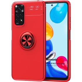 Microsonic Xiaomi Redmi Note 11 Kickstand Ring Holder Kırmızı Cep Telefonu Kılıfı