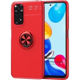 Microsonic Xiaomi Redmi Note 11 Kickstand Ring Holder Kırmızı Cep Telefonu Kılıfı