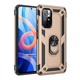 Microsonic Xiaomi Redmi Note 11 Military Ring Holder Gold Cep Telefonu Kılıfı