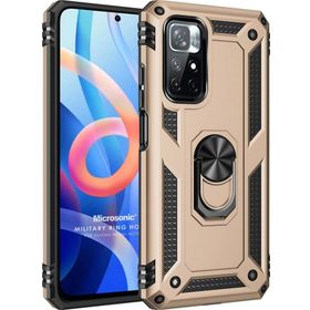 Microsonic Xiaomi Redmi Note 11 Military Ring Holder Gold Cep Telefonu Kılıfı