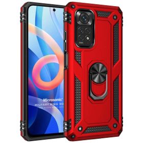 Microsonic Xiaomi Redmi Note 11 Military Ring Holder Kırmızı Cep Telefonu Kılıfı