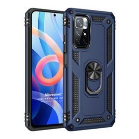 Microsonic Xiaomi Redmi Note 11 Military Ring Holder Lacivert Cep Telefonu Kılıfı