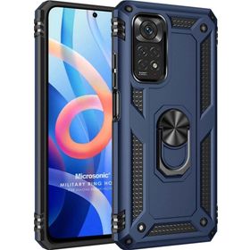 Microsonic Xiaomi Redmi Note 11 Military Ring Holder Lacivert Cep Telefonu Kılıfı