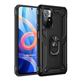 Microsonic Xiaomi Redmi Note 11 Military Ring Holder Siyah Cep Telefonu Kılıfı