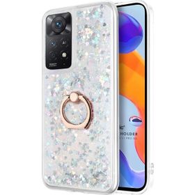 Microsonic Xiaomi Redmi Note 11 Pro 5G Glitter Liquid Holder Gümüş Cep Telefonu Kılıfı