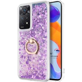 Microsonic Xiaomi Redmi Note 11 Pro 5G Glitter Liquid Holder Mor Cep Telefonu Kılıfı