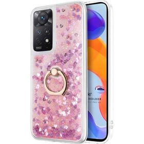 Microsonic Xiaomi Redmi Note 11 Pro 5G Glitter Liquid Holder Pembe Cep Telefonu Kılıfı