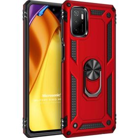 Microsonic Xiaomi Redmi Note 11 SE Military Ring Holder Kırmızı Cep Telefonu Kılıfı
