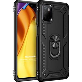 Microsonic Xiaomi Redmi Note 11 SE Military Ring Holder Siyah Cep Telefonu Kılıfı