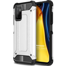Microsonic Xiaomi Redmi Note 11 SE Rugged Armor Gümüş Cep Telefonu Kılıfı