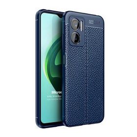 Microsonic Xiaomi Redmi Note 11E Deri Dokulu Silikon Lacivert Kılıf