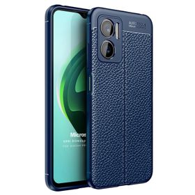 Microsonic Xiaomi Redmi Note 11E Deri Dokulu Silikon Lacivert Kılıf