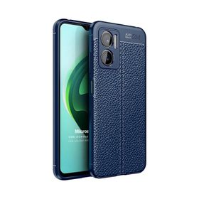 Microsonic Xiaomi Redmi Note 11E Deri Dokulu Silikon Lacivert Kılıf