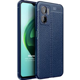 Microsonic Xiaomi Redmi Note 11E Deri Dokulu Silikon Lacivert Kılıf