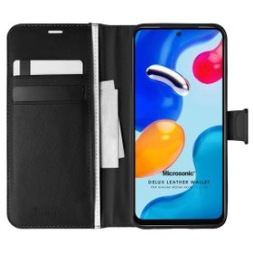 Microsonic Xiaomi Redmi Note 11S Delux Leather Wallet Siyah Cep Telefonu Kılıfı