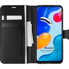 Microsonic Xiaomi Redmi Note 11S Delux Leather Wallet Siyah Cep Telefonu Kılıfı