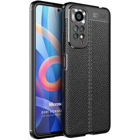 Microsonic Xiaomi Redmi Note 11S Deri Dokulu Silikon Cep Telefonu Kılıfı