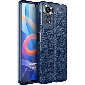 Microsonic Xiaomi Redmi Note 11S Deri Dokulu Silikon Lacivert Cep Telefonu Kılıfı