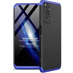 Microsonic Xiaomi Redmi Note 11S Double Dip 360 Protective Siyah Mavi Cep Telefonu Kılıfı