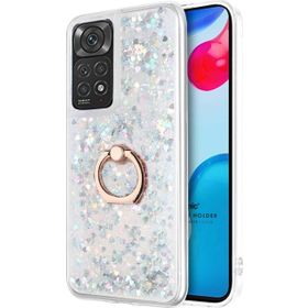 Microsonic Xiaomi Redmi Note 11S Glitter Liquid Holder Gümüş Cep Telefonu Kılıfı