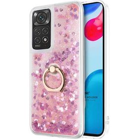 Microsonic Xiaomi Redmi Note 11S Glitter Liquid Holder Pembe Cep Telefonu Kılıfı