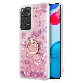 Microsonic Xiaomi Redmi Note 11S Glitter Liquid Holder Pembe Cep Telefonu Kılıfı