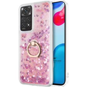 Microsonic Xiaomi Redmi Note 11S Glitter Liquid Holder Pembe Cep Telefonu Kılıfı