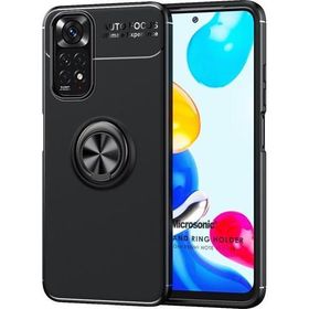 Microsonic Xiaomi Redmi Note 11S Kickstand Ring Holder Siyah Cep Telefonu Kılıfı