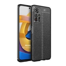 Microsonic Xiaomi Redmi Note 11T Deri Dokulu Silikon Siyah Cep Telefonu Kılıfı