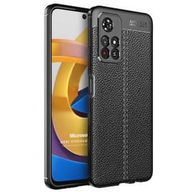 Microsonic Xiaomi Redmi Note 11T Deri Dokulu Silikon Siyah Cep Telefonu Kılıfı