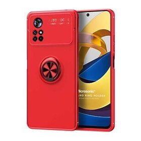 Microsonic Xiaomi Redmi Note 11T Kickstand Ring Holder Kırmızı Cep Telefonu Kılıfı