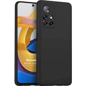 Microsonic Xiaomi Redmi Note 11T Matte Silicone Siyah Kılıf
