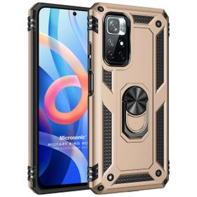 Microsonic Xiaomi Redmi Note 11T Military Ring Holder Gold Cep Telefonu Kılıfı