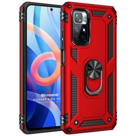 Microsonic Xiaomi Redmi Note 11T Military Ring Holder Kırmızı Cep Telefonu Kılıfı