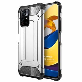 Microsonic Xiaomi Redmi Note 11T Rugged Armor Gümüş Cep Telefonu Kılıfı