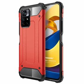 Microsonic Xiaomi Redmi Note 11T Rugged Armor Kırmızı Cep Telefonu Kılıfı