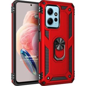 Microsonic Xiaomi Redmi Note 12 4G Military Ring Holder Kırmızı Cep Telefonu Kılıfı