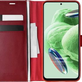 Microsonic Xiaomi Redmi Note 12 Delux Leather Wallet Kırmızı Cep Telefonu Kılıfı