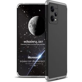 Microsonic Xiaomi Redmi Note 12 Double Dip 360 Protective Siyah Gri Cep Telefonu Kılıfı