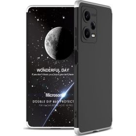 Microsonic Xiaomi Redmi Note 12 Double Dip 360 Protective Siyah Gri Cep Telefonu Kılıfı