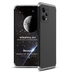 Microsonic Xiaomi Redmi Note 12 Double Dip 360 Protective Siyah Gri Cep Telefonu Kılıfı