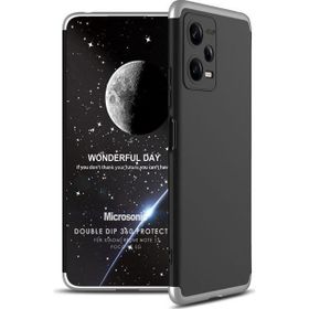 Microsonic Xiaomi Redmi Note 12 Double Dip 360 Protective Siyah Gri Cep Telefonu Kılıfı